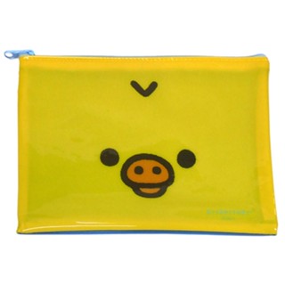 กระเป๋า Rilakkuma Vinyl Flat Pouch คอลเลกชั่น Chairoikoguma wants to grow up แบบ Kiiroitori สีเหลือง ขนาด 15 x 20 ซม.