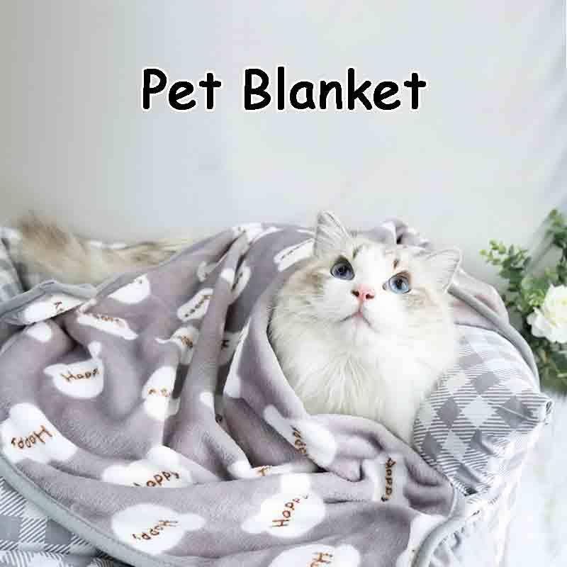 ผ้าห่ม ผ้าสักหลาด พิมพ์ลายการ์ตูน ให้ความอบอุ่น สําหรับสัตว์เลี้ยง สุนัข แมว
