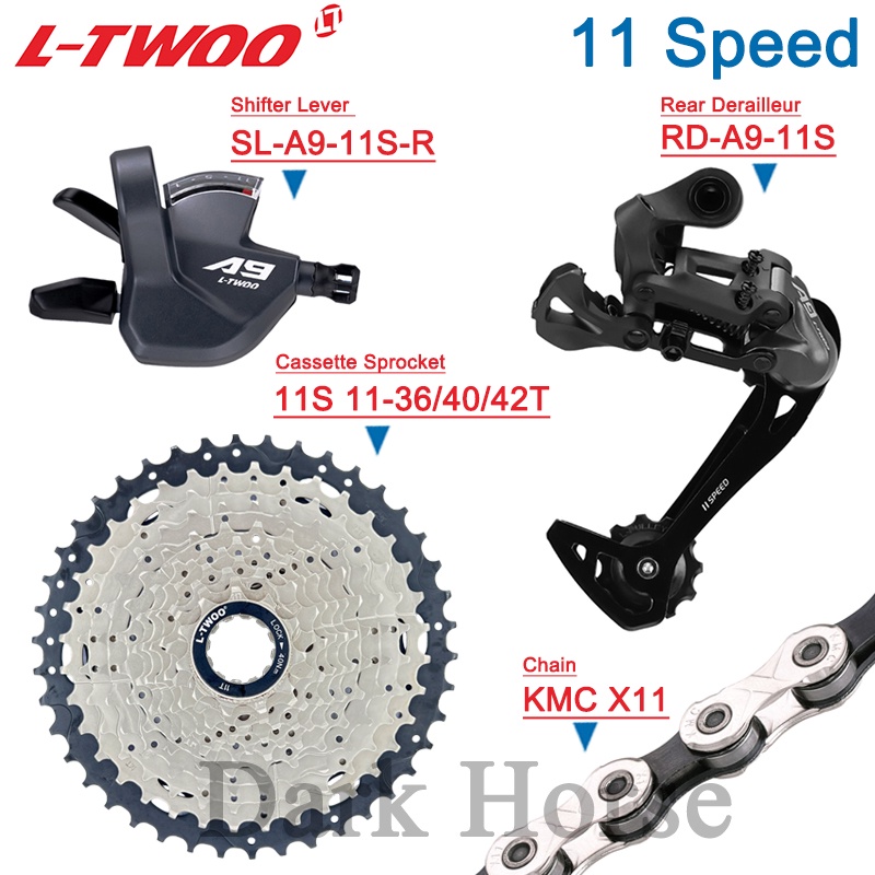 LTWOO A9 1X11 ความเร็ว Groupset A9 11S ขวาคันเกียร์ A9 สับจานหลัง LTWOO 11V Cassette 36T 40T 42T KMC