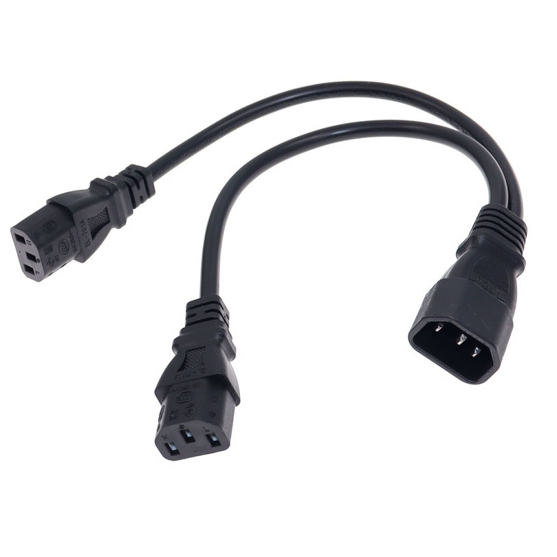 สายเคเบิลอะแดปเตอร์แยก Y Type IEC 320 C14 ตัวผู้ เป็น C13 ตัวเมียคู่ สําหรับคอมพิวเตอร์