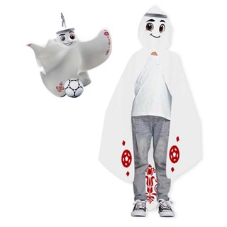 2022 Laeeb Cape Cosplay Costume Qatar Mascot Laeeb Cloak White Polyester Adult Childrens Cape One Size