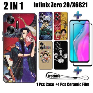 2 IN 1 เคสโทรศัพท์มือถือ เซรามิค ทรงโค้ง กันรอยหน้าจอ ลายวันพีซ สําหรับ Infinix Zero 20 X6821