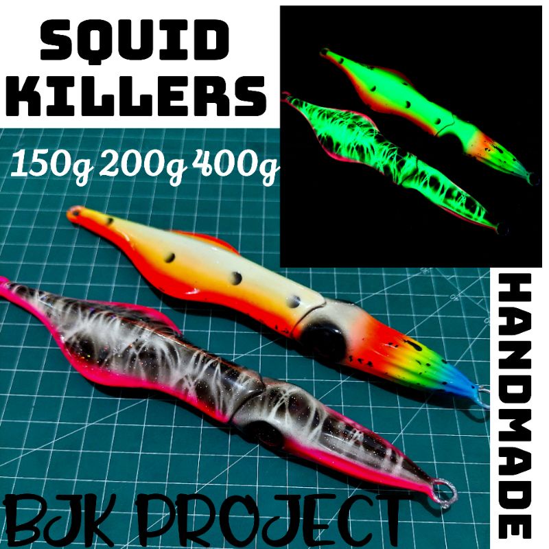 METAL JIG SQUID KILLERS 150,200,400 GRAM FULL GID NEW BJK PROJECT