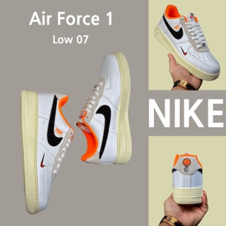 （ยิงจริง）Nike Air Force 1 Low 07 ขาว ส้ม ดำ แดง ขีดสองขีด รองเท้าผ้าใบ รองเท้า รองเท้าวิ่ง รองเท้า nike-1-4