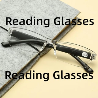 แว่นตาอ่านหนังสือสายตายาว ไร้ขอบ ทรงสี่เหลี่ยม น้ําหนักเบาพิเศษ ค่าสายตา +1.0 ถึง +4.0 แฟชั่นสําหรับผู้หญิงและผู้ชาย