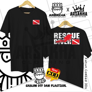 เสื้อยืด ผ้าฝ้าย พิมพ์ลาย Rescue Diver Rescue Diver v2 Distro Combed 30S สําหรับผู้ชาย