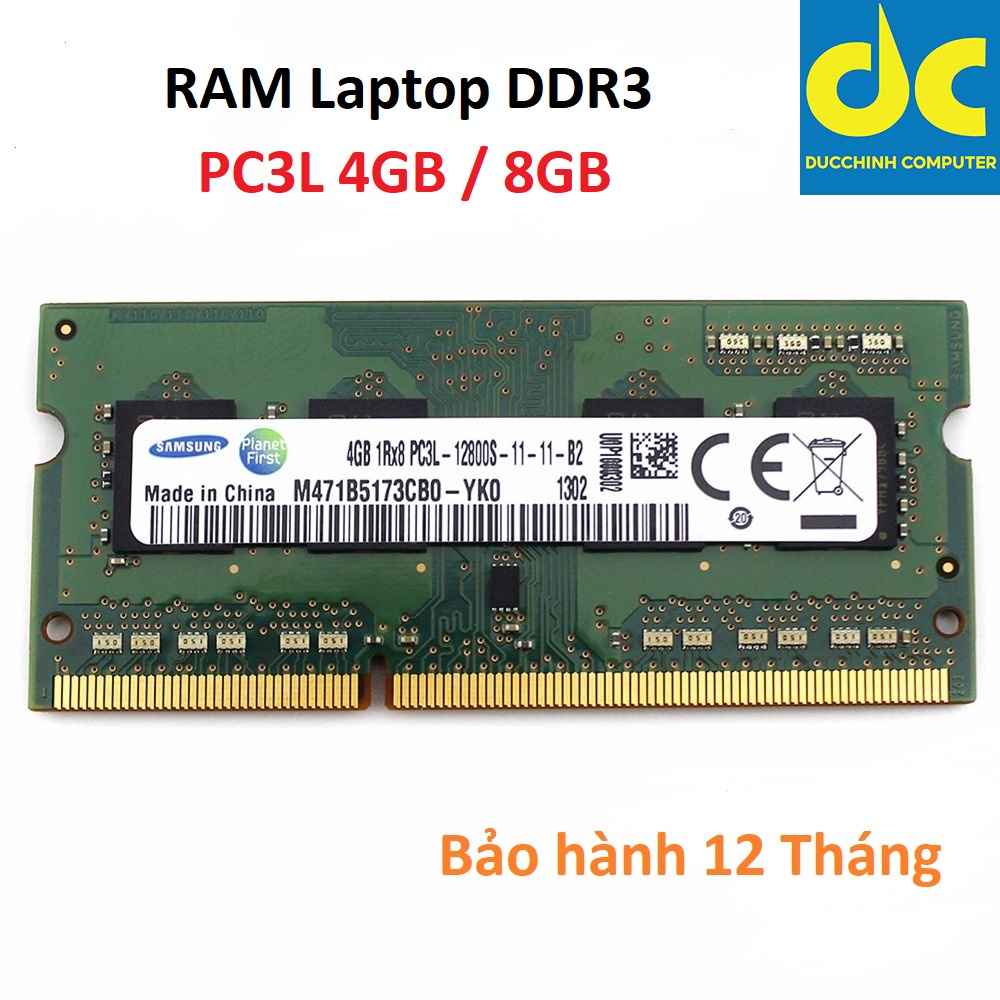 แล ็ ปท ็ อป Ram DDR3L 8GB 4GB Bus 1600 Samsung / Hynix PC3-12800S