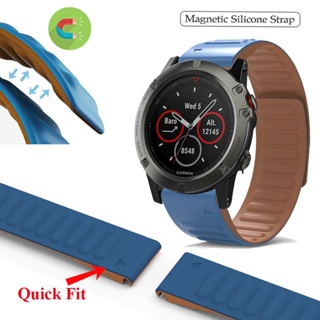 สายนาฬิกาข้อมือซิลิโคนแม่เหล็ก กันน้ํา 22 มม. 26 มม. สําหรับ Garmin Approach S62 S60 S70 Forerunner 965 955 945 935 Fenix 7 7X 6 6X Pro 5 5X Plus 3 HR Enduro 2