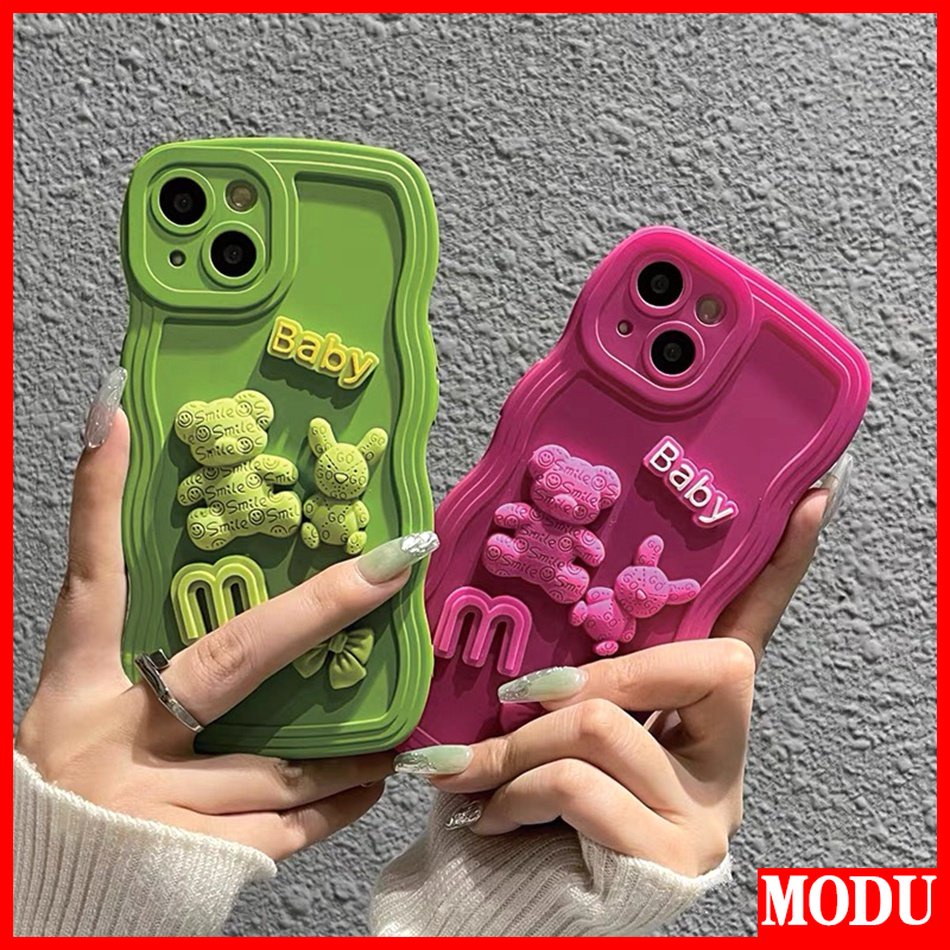 Modu เคสโทรศัพท์มือถือ ซิลิโคนนิ่ม ลายหมี 3D สีแคนดี้ สําหรับ IPhone 11 6 7 8 X XS XR 11Pro Max Plus
