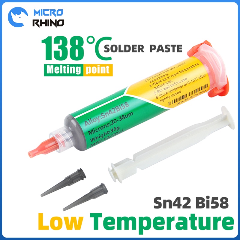 1 ชิ้น 35 กรัมไร้สารตะกั่ว 138℃ ดีบุกบัดกรีเชื่อมบัดกรี อุณหภูมิต่ํา สําหรับ Sn42Bi58 SMD BGA PCB CPU