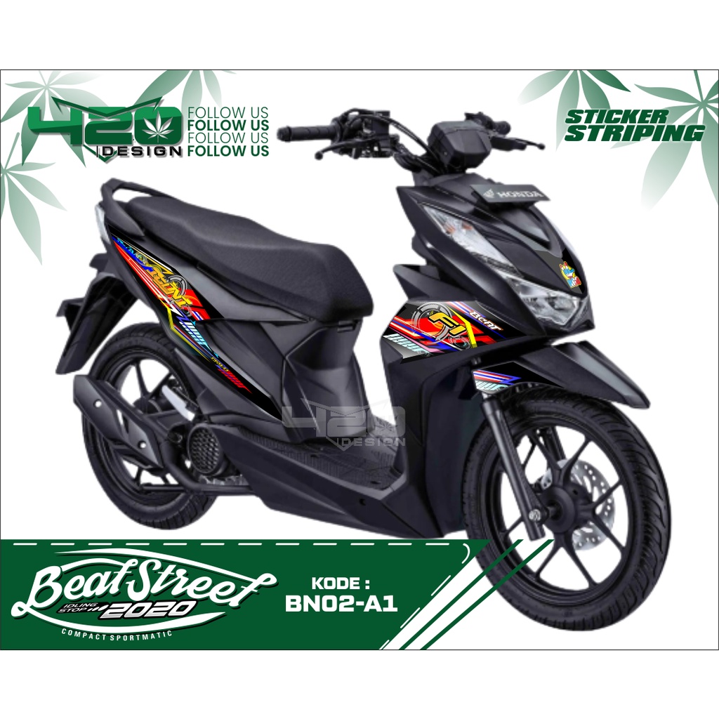 420DESIGN - HONDA BEAT NEW 2020 STRIPING - BEAT NEW 2020 MOTORCYCLE STRIPING STICKER สีดํา MOTORCYCL