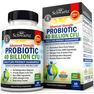 Bio Schwartz Probiotic 40 billion CFU Guaranteed potency until expiration Patented Extended Release Delay โปรไบโอติก