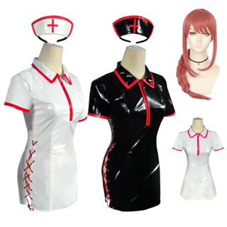 New Anime Chainsaw Man Makima Cosplay Costume Adult Women Sexy Dress Nurse Uniform Set Wig Halloween Xmas Costume