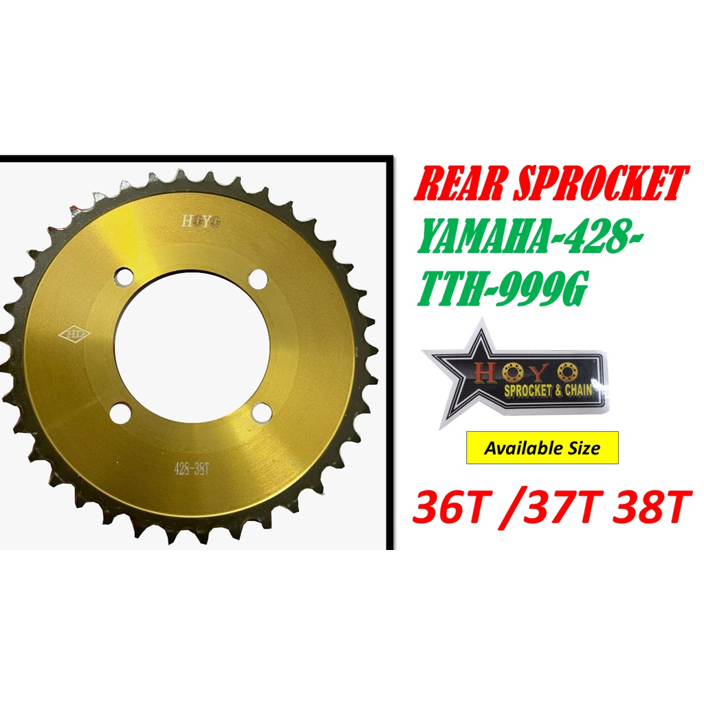 YAMAHA-428-TH-999G GOLD REAR SPROCKET-36T-38T