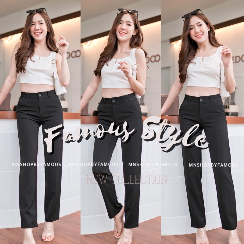 🍒นาโนผู้หญิง🍒งานป้าย กางเกงผ้าฮานาโกะ-กระบอกเล็กซิปหน้า(ไซต์S-36)