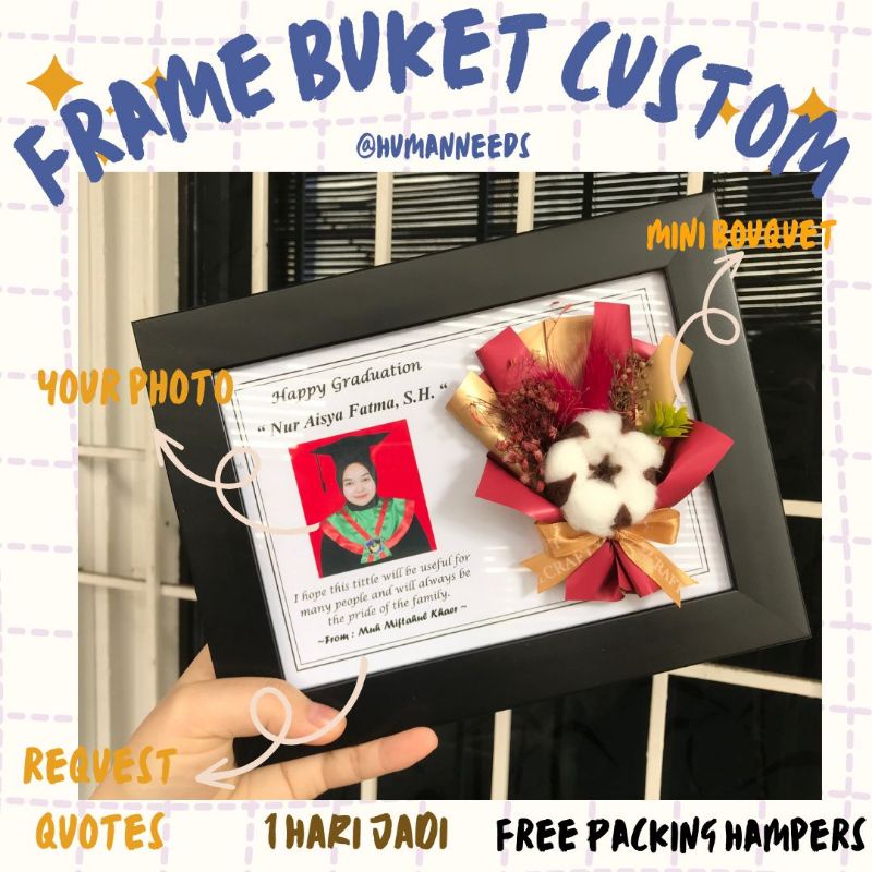 4R และ 5R BOUQUET FRAME HAMPERS PACKAGE | GRADUATION / BIRTHDAY HAMPERS | กรอบดอกไม้สามารถปรับแต่งด้