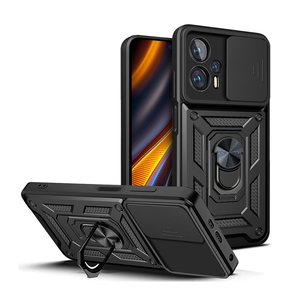 เกราะป้องกันกล้องเคสโทรศัพท์ POCO C71 X4 GT F4 M4 Pro F3 X3 NFC 5G 4G ปลอกผู้ถือแม่เหล็กแหวนฝาครอบ