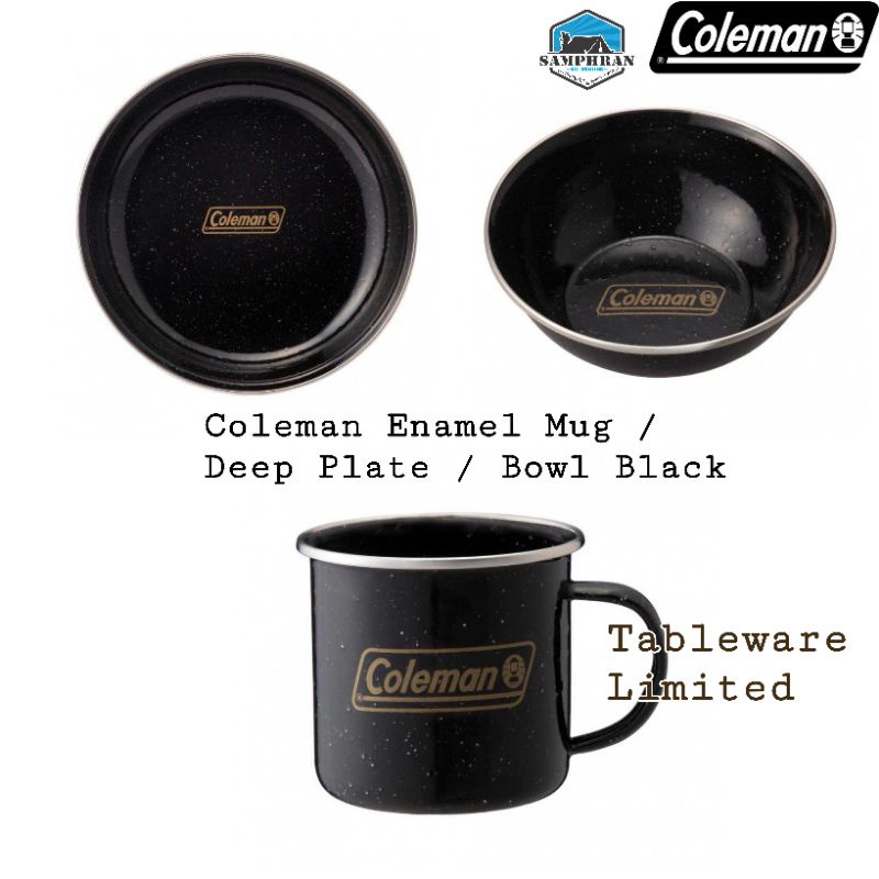 ⛺ แก้ว จาน ชาม Coleman Enamel Mug / Deep Plate / Bowl Black Camping Tableware Limited สีดำ