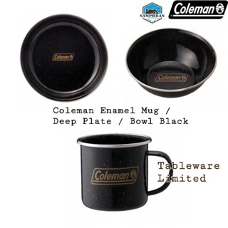 ⏰ 9.9 โค้ด SEPDDS99 🌟 แก้ว จาน ชาม Coleman Enamel Mug / Deep Plate / Bowl Black Camping Tableware Limited สีดำ