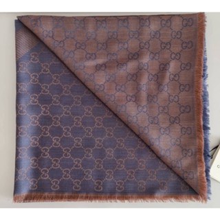 (ผ่อน0%) ผ้าพันคอ New GUCCI Guccissima Logo Scarf Shawl ลายgg สีม่วง