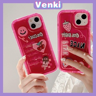 VENKI - Case For iPhone 14 Pro Max TPU Soft Jelly Airbag Case Clear Rose Red Pink Cartoon Stickers Case Camera Protection Shockproof For iPhone 14 13 12 11 Plus Pro Max 7 Plus X XR
