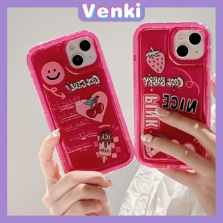 VENKI - Case For iPhone 14 Pro Max TPU Soft Jelly Airbag Case Clear Rose Red Pink Cartoon Stickers Case Camera Protection Shockproof For iPhone 14 13 12 11 Plus Pro Max 7 Plus X XR