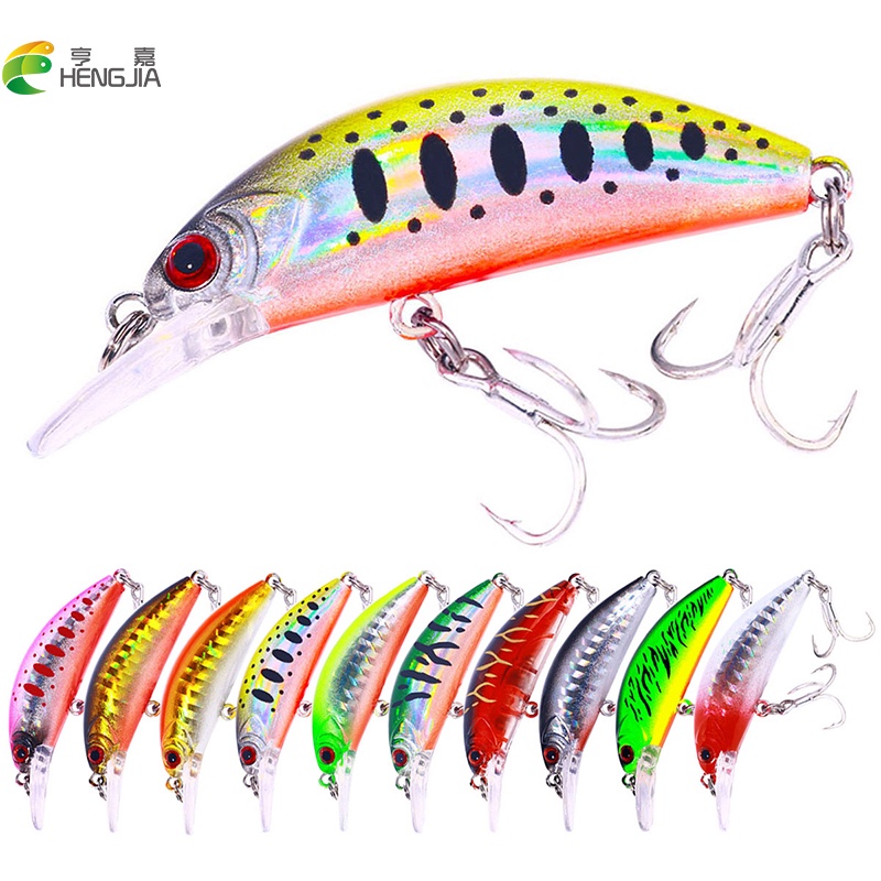HENGJIA 1 PC/2PCS Trolling Fishing Lure Minnow 5.5g/6.2cm Sinking Water Long Throw Lure Hard เหยื่อ Minnow Blood Trough Hook
