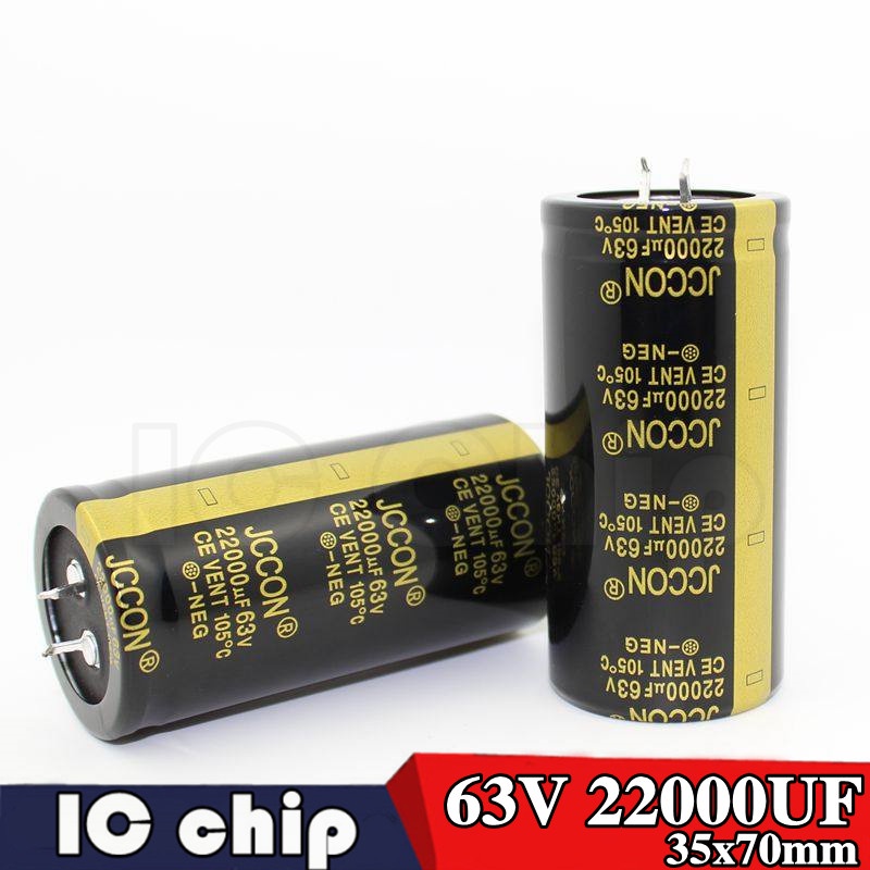 1pcs อลูมิเนียม Electrolytic Capacitor 63v22000uf 63v JOCCON สีดําทองเครื่องขยายเสียงสายไฟตัดแหล่งจ่