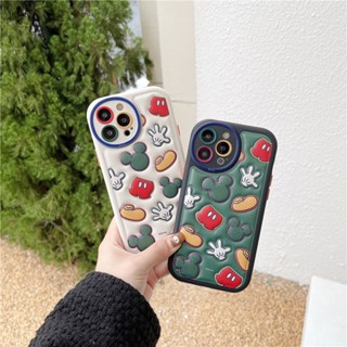 เคสโทรศัพท์มือถือหนัง ซิลิโคนนิ่ม ลายการ์ตูนมิกกี้เมาส์ 3D สําหรับ iPhone 14 Plus 14 Pro Max 11 12 Pro Max 13 Pro Max