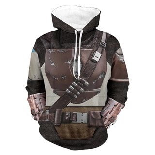 เสื้อกันหนาว มีฮู้ด พิมพ์ลาย The Mandalorian สําหรับผู้ใหญ่