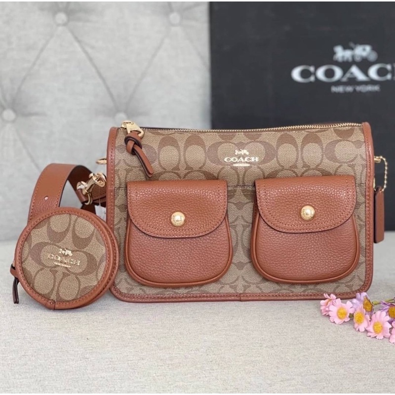 Coach C5675 Pennie Crossbody With Coin Case In Signature Canvas