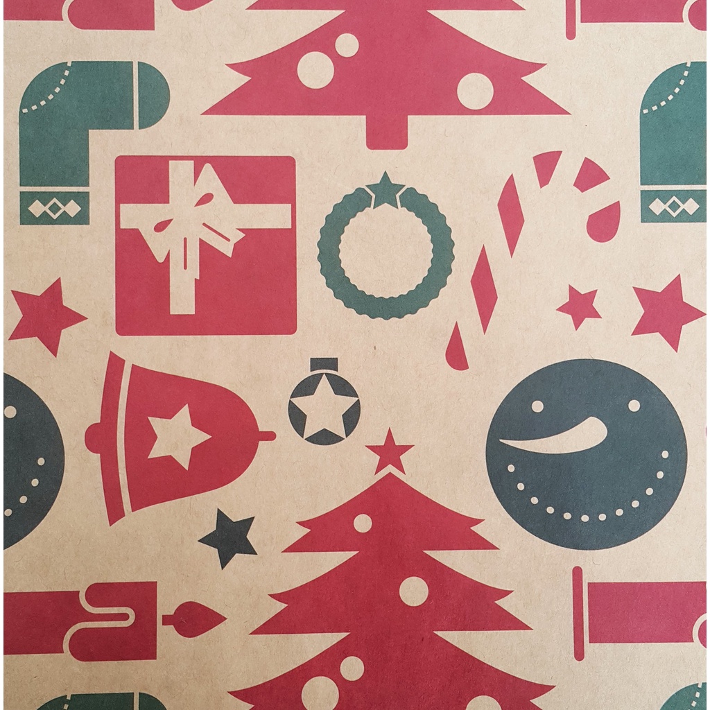 CROCO กระดาษคราฟท์ห่อของขวัญ กระดาษรีไซเคิล พิมพ์ลายแฟนซี ขนาด 57x89ซม.