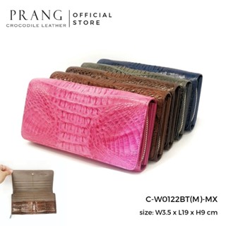 Prang Crocodile Leather Long Zipped &amp; Bi-fold Wallet กระเป๋าสตางค์ ซิปเดี่ยว &amp; สองพับยาว หนังจระเข้ C-W0122BT(M)-MX