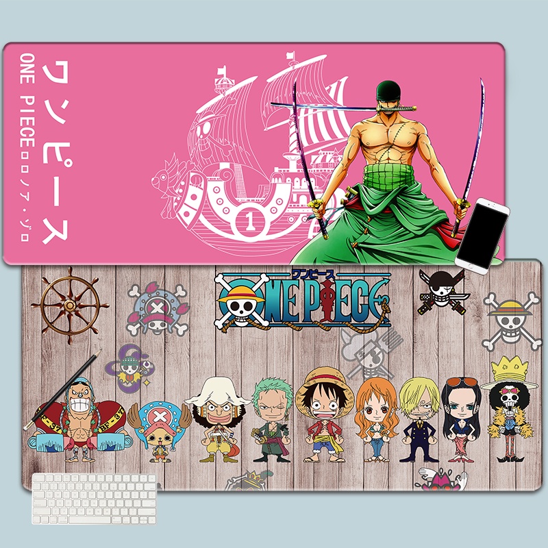 One Piece แผ่นรองเมาส์ขนาดใหญ่ Luffy Sauron Ace Nami Sabo จักรพรรดิหญิงตกปลาแป้นพิมพ์คอมพิวเตอร์ Anti-slip ตาราง Mat