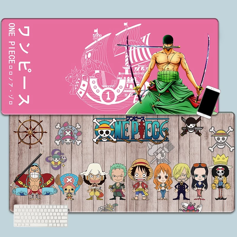 One Piece แผ่นรองเมาส์ขนาดใหญ่ Luffy Sauron Ace Nami Sabo จักรพรรดิหญิงตกปลาแป้นพิมพ์คอมพิวเตอร์ Anti-slip ตาราง Mat