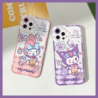 SANRIO เคสโทรศัพท์มือถือ TPU นิ่ม กันกระแทก กันรอยกล้อง ลายการ์ตูนชินนาม่อนโรล ซานริโอ้ คุโรมิ เมโลดี้ สําหรับ IPhone 14 12 PRO mini 11 PRO Max 13 PROMAX Xs Max XR 7 8 Plus