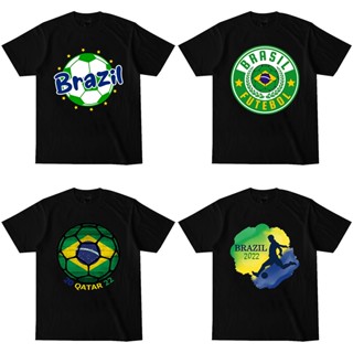 เสื้อยืด คอกลม พิมพ์ลายทีมบราซิล Mingyuan Brasil Futebol สไตล์บราซิล สําหรับผู้ชาย และผู้หญิง มีสีดํา สีขาว