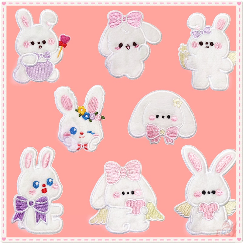 ✿ Kawaii Pets - แผ่นแพทช์สติกเกอร์ ลายกระต่ายน่ารัก มีกาวในตัว ✿ แผ่นแพทช์รีดติดเสื้อ ลายการ์ตูน DIY สําหรับตกแต่งเสื้อผ้า กระเป๋า 1 ชิ้น