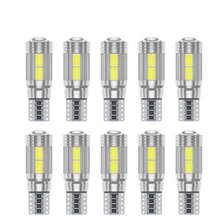 หลอดไฟ LED T10 W5W 5630 10SMD 12V 6500K สีขาว สําหรับจอดรถยนต์