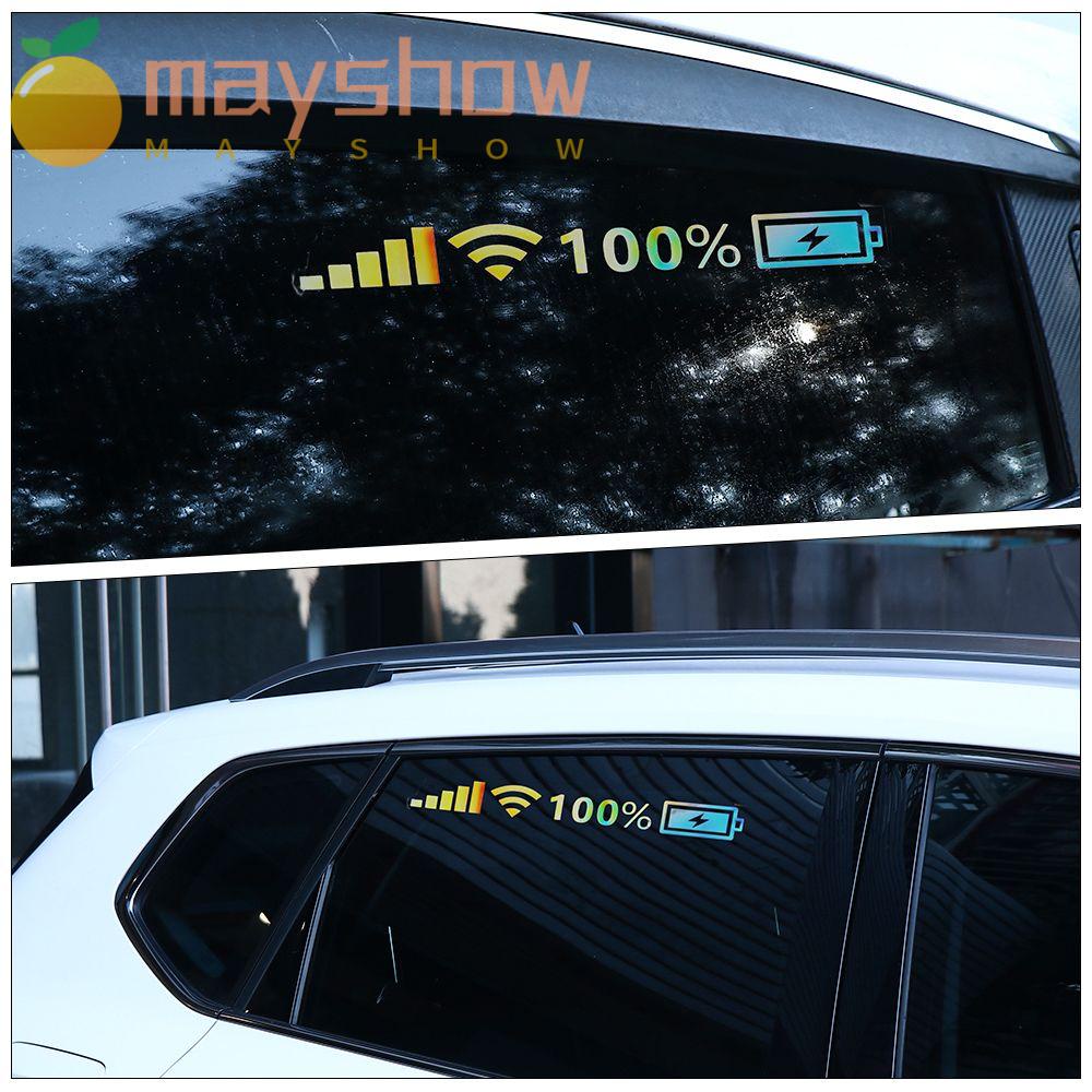 Mayshow สติกเกอร์สะท้อนแสง แสดงผลแบตเตอรี่ ตัวถังรถยนต์ สติกเกอร์สัญญาณอัตโนมัติ Moto Wifi กระจกหน้ารถ
