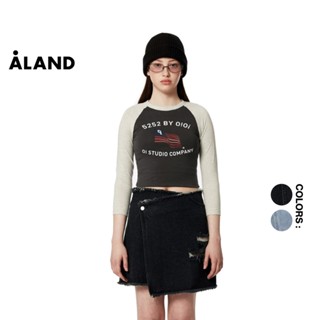 ALAND กระโปรง 5252 by oioi DESTROYED DENIM WRAP SKIRT DENIM SKIRT