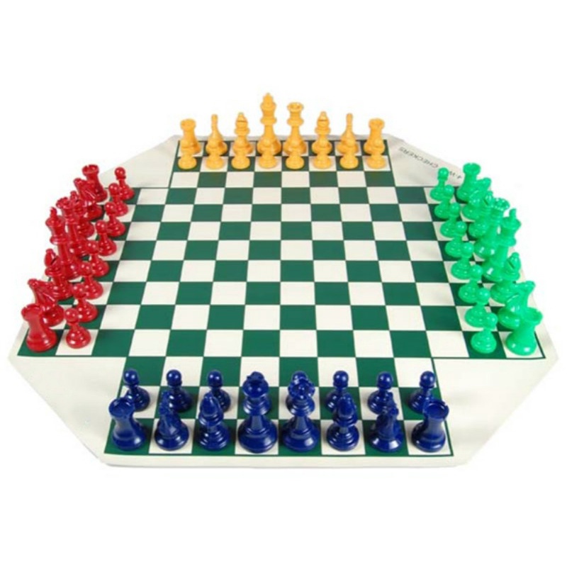 4 WAY Chess Set 4-player Chess Game Board Games Medieval Chesses Set With 60cmChessboard 68 Chess Pieces 97mm King Trave