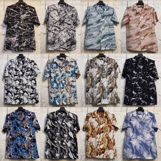 เสื้อฮาวายลายหินอ่อน hawaii ไซส์ m l xl 2xl 3xl 4xl ผ้าไหมซาตินอิตาลี่💯% ผ้านิ่มสวมใส่สบายไม่ร้อน ใส่ได้ทั้งชายและหญิง