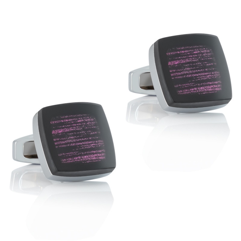 เครื่องประดับแฟชั่น Cufflink New Square Dark Red Cufflink Stripes Epoxy Alloy Cufflinks Mens French 