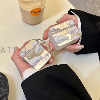 เคสหูฟังบลูทูธไร้สาย แบบนิ่ม ลายดอกไม้ และเมฆ พร้อมสายคล้อง สําหรับ Airpods 1 2 3 pro