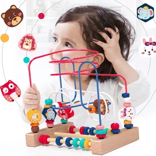 Berma Baby ขดลวดลูกปัดลายสัตว์ IQพัฒนาสมอง BPA Free ฝึกสมอง ของเล่นไม้เสริมพัฒนาการ