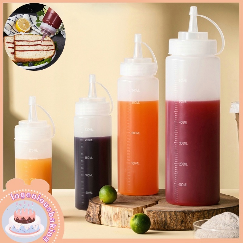 ขวดบีบ PEหนา มีฝาปิด Sauce bottle มีฝาปิด แบบ 1 รู /3 รู ใส่ซอส 250/400/650/800ML