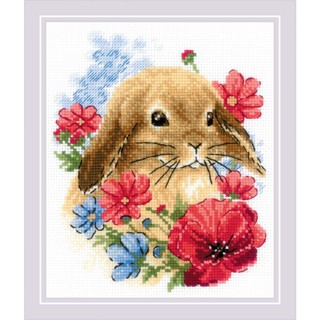 Rio-1986 Bunny in Flowers ชุดปักครอสติชลิขสิทธิ์แท้ ครอสติชไม่พิมพ์ลาย แบรนด์ Riolis