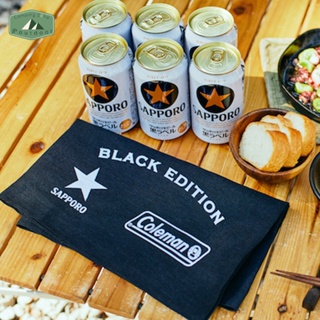 Coleman x Sapporo (Black Edition) hand towel outdoor rectangular large size tablecloth ขนาด 90ซม. x 33ซม.