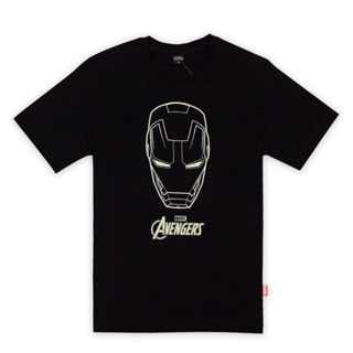 แขนสั้นพิมพ์ลาย Marvel Men Avengers Iron man glow in the dark -T Shirt เสื้อยืดมาร์เวลไอร่อนแมนผู้ชายเรืองแสงในที่มืด